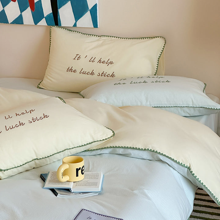 Cotton bedding, 4-piece, striped pattern
