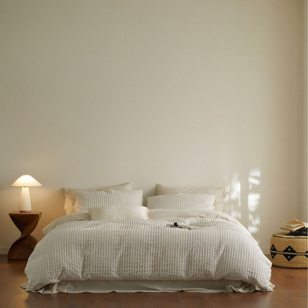 Bedding set, 4-piece, stripe jacquard