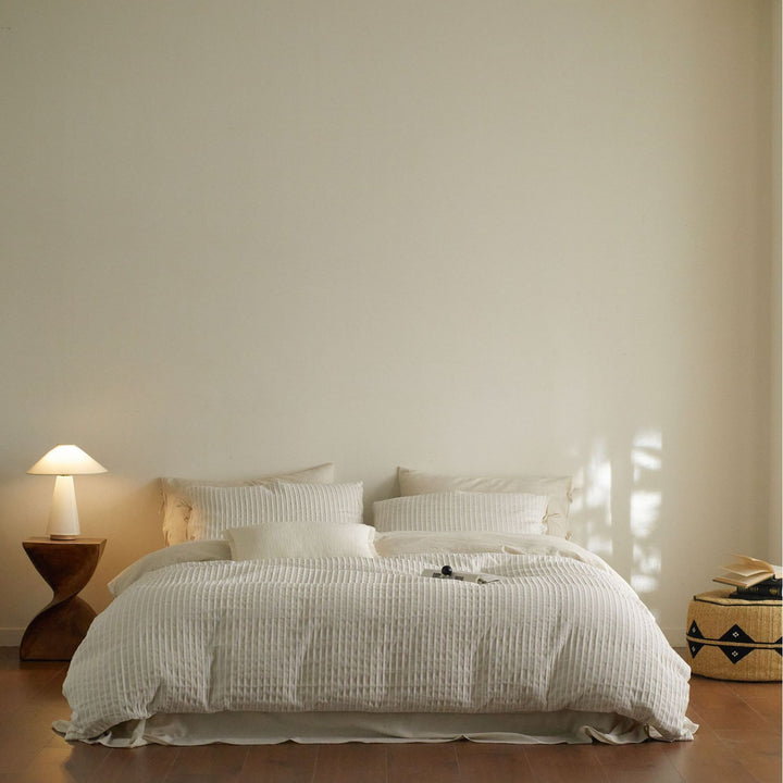 Bedding set, 4-piece, stripe jacquard