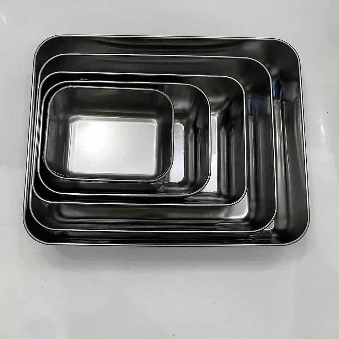 Stainless steel serving tray, square