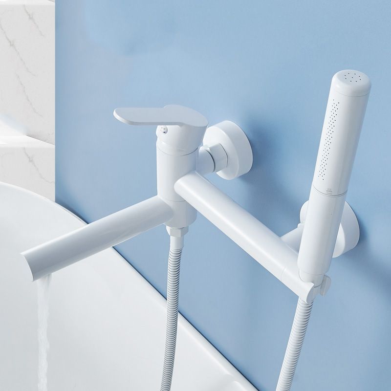 BowLift | Metal Modern Bathroom Faucet White Single Handle Bathtub Fill Valve Trim
