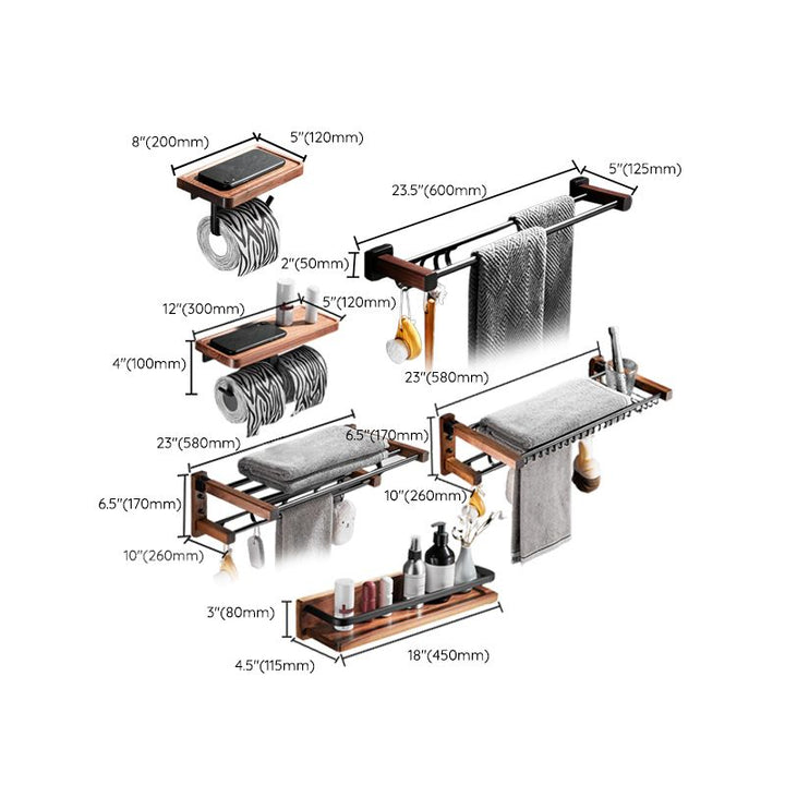 BowLift | 7-piece bathroom accessory set wood and metal bathroom accessory hardware set