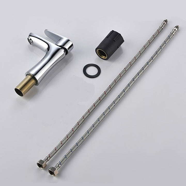 BowLift | Basic Metal Sink Faucet Silver Bathroom Faucet with Lever Handle