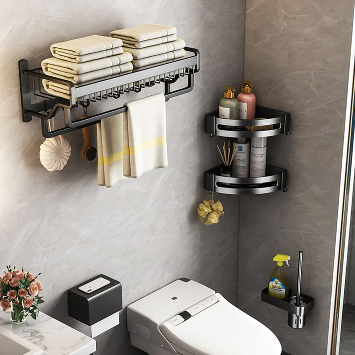 BowLift | Matt Black 2-piece modern bathroom accessories as a single item or as a set with bath shelf