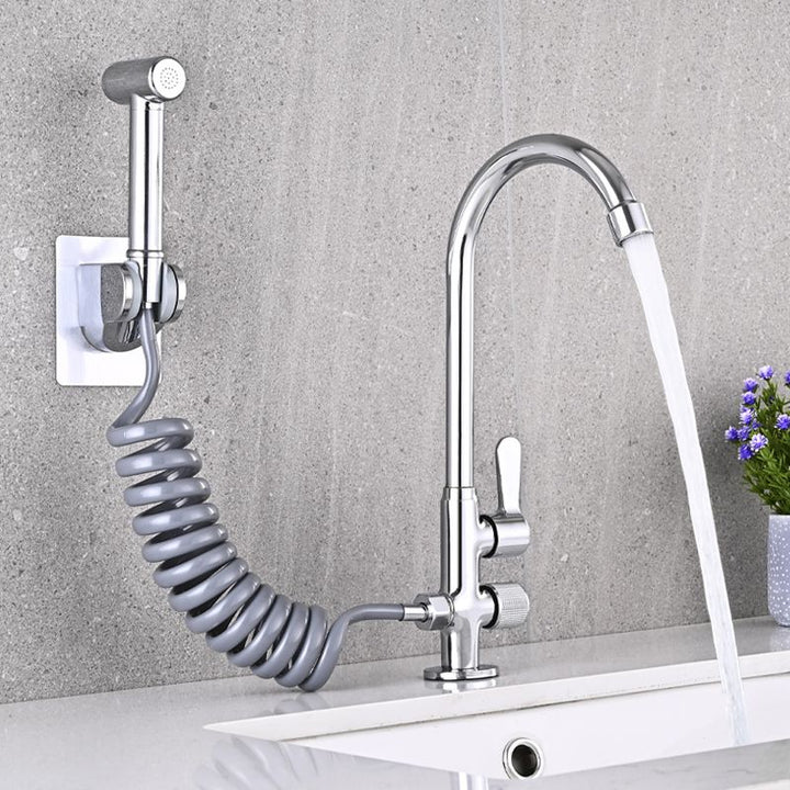 BowLift | Single Cold Water Valve Uniform Color High Arc Deck Mounted Bathtub Faucet