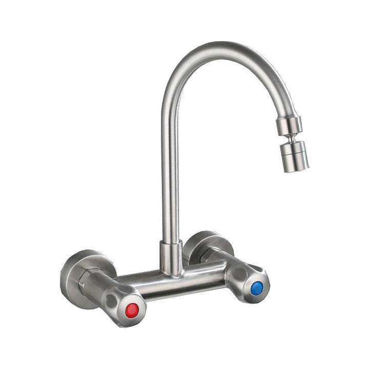BowLift | Round 2-Handle Bathroom Faucet Single Hole Wall Mounted Bathroom Faucet