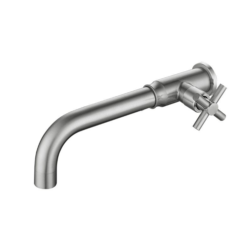 BowLift | Contemporary Vessel Water Faucet Stainless Steel Cross Handles Wall Mounted Bathroom Faucet