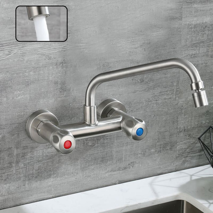 BowLift | Round 2-Handle Bathroom Faucet Single Hole Wall Mounted Bathroom Faucet