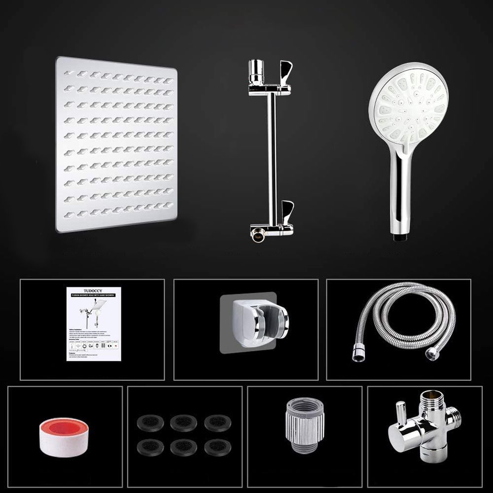 BowLift | Modern Dual Shower Head Square High Arc Shower Head in Silver