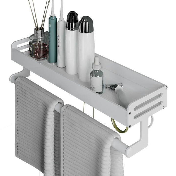 BowLift | 2-piece modern bathroom accessory set White rectangular bath shelf