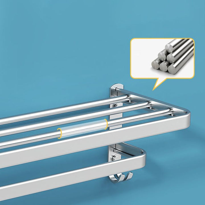 BowLift | Minimalism Gray Bathroom Accessories Set Contemporary Style Aluminum Towel Rack