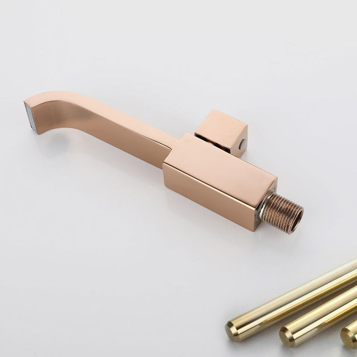 BowLift | Contemporary Wall Mounted Bathroom Faucet Handle Knob Solid Brass Square Faucet