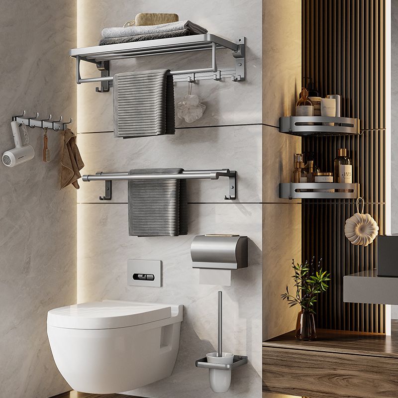 BowLift | Gray Aluminum Bathroom Accessory Set Contemporary Bathroom Shelf