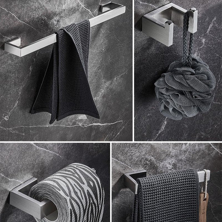 BowLift | Stainless Steel Bathroom Set 4-Piece Modern Style Simple Bathroom Accessory Set