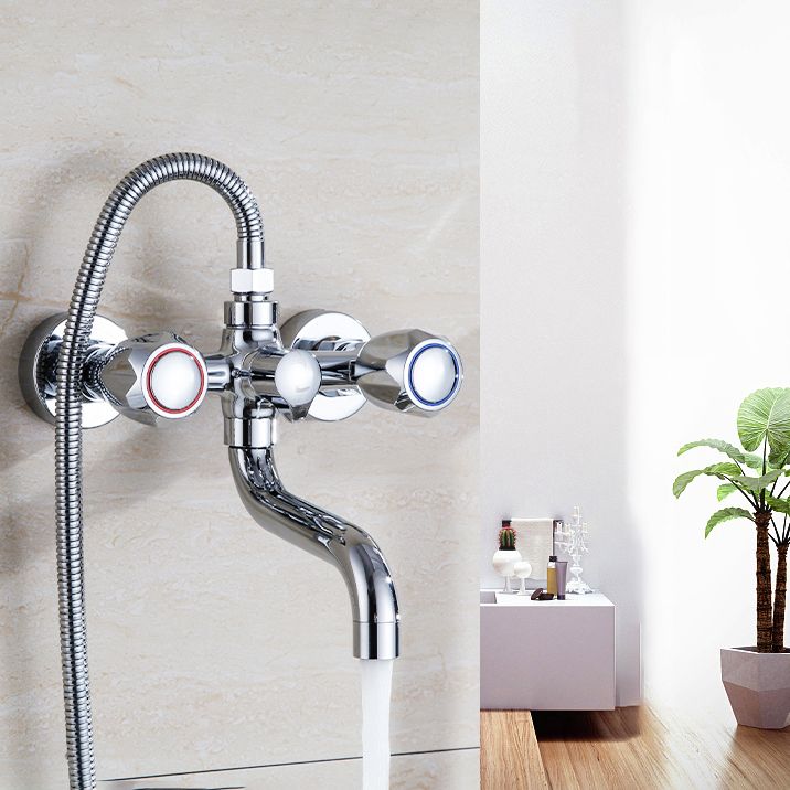 BowLift | Chrome Bathroom Faucet Trim Wall-mounted Swing Faucet with Hand Shower