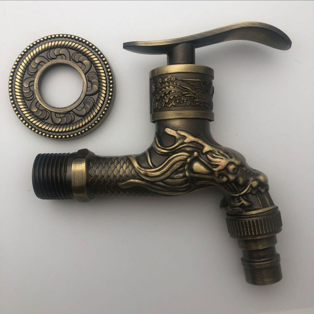 BowLift | Vintage Classic Basin Mixer Zinc Single Lever Dragon Engraving Wall Mounted Tap