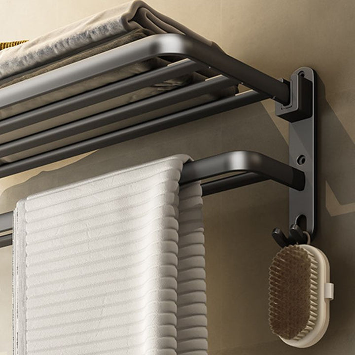 BowLift | Contemporary Bathroom Accessory Set Gray Aluminum Bathroom Shelf/Towel Rack/Bathtub Hook