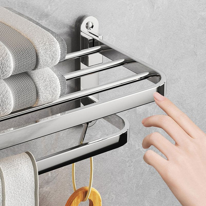 BowLift | Chrome Modern Bathroom Hardware Set Stainless Steel Towel Hook/Towel Rail & Bathroom Shelf
