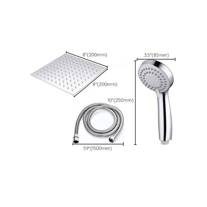 BowLift | High Pressure 8 Inch Shower Set 3-Function Hand Shower Stainless Steel Square Ceiling Shower Head