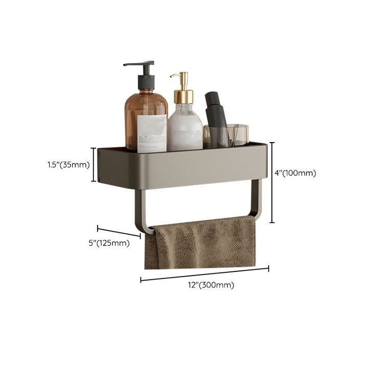 BowLift | Contemporary Aluminum Bathroom Accessory Set Gray Bath Shelf