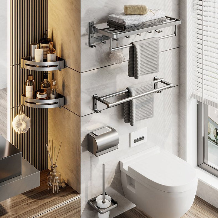 BowLift | Gray Aluminum Bathroom Accessory Set Contemporary Bathroom Shelf