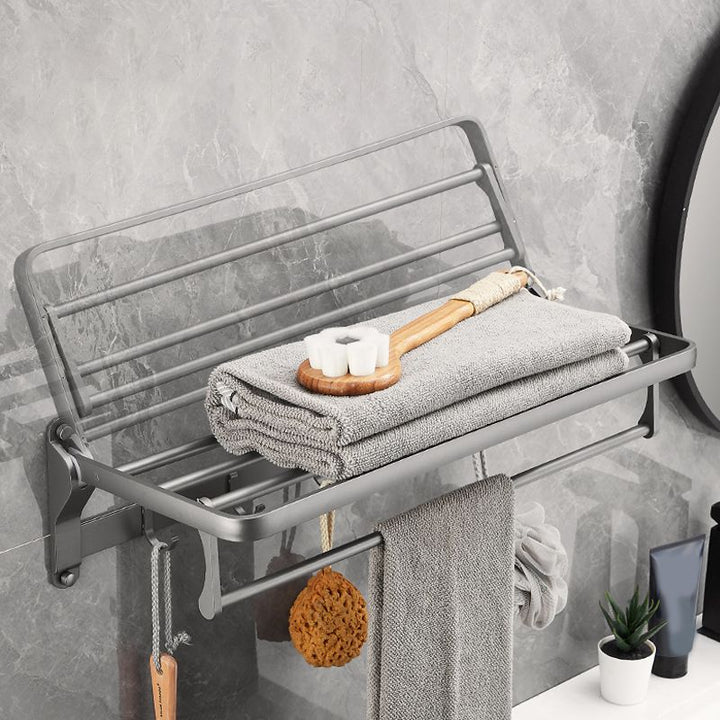 BowLift | Gray 6/7-piece modern bathroom accessory set bathroom shelf/bath towel hooks/towel bar included