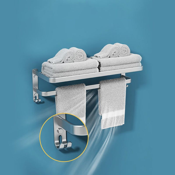 BowLift | Minimalism Gray Bathroom Accessories Set Contemporary Style Aluminum Towel Rack