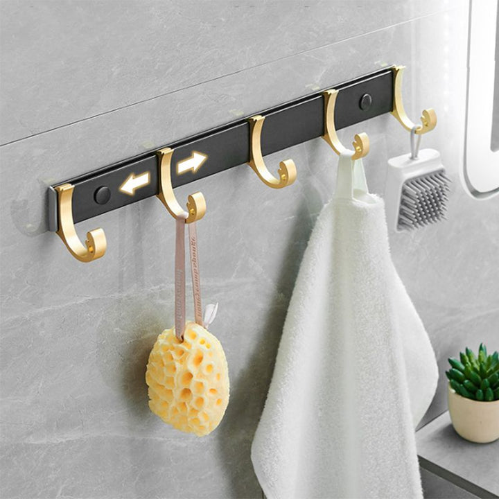 BowLift | Contemporary Bath Accessories Set Black & Golden Bath Shelf/Towel Bar