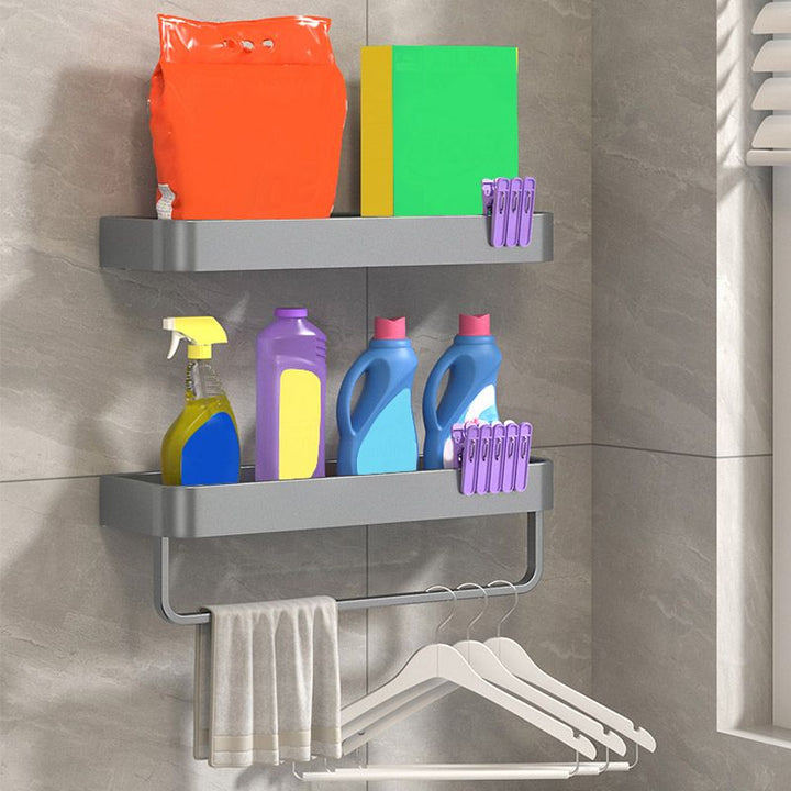 BowLift | Modern Grey 2-piece Bathroom Accessory Set, Matte Grey, Bathroom Shelf
