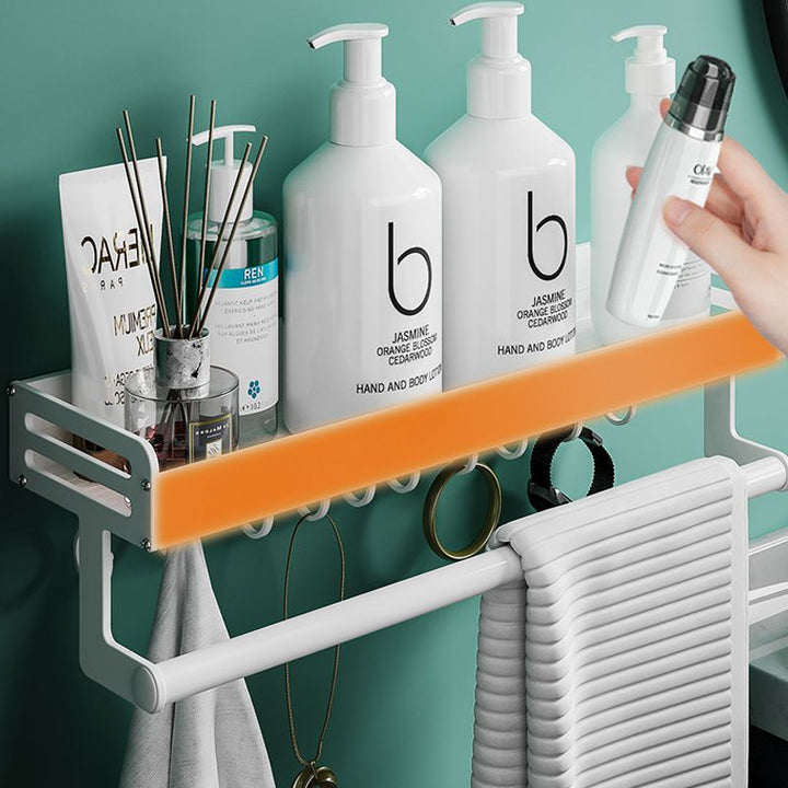 BowLift | 2-piece modern bathroom accessory set White rectangular bath shelf