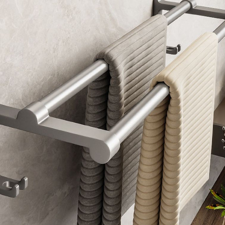 BowLift | Gray Aluminum Bathroom Accessory Set Contemporary Bathroom Shelf