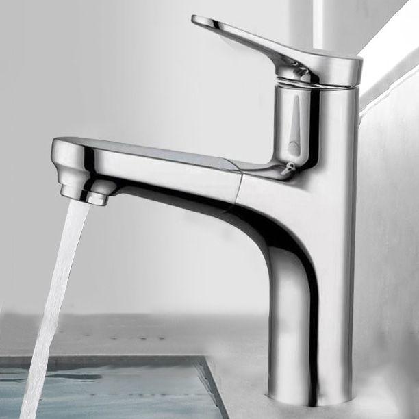 BowLift | Contemporary Bath Faucet Brass Lever Handle Pull-Out Sink Faucet