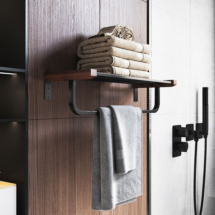 BowLift | 7-piece bathroom accessory set metal bath set with wood accents