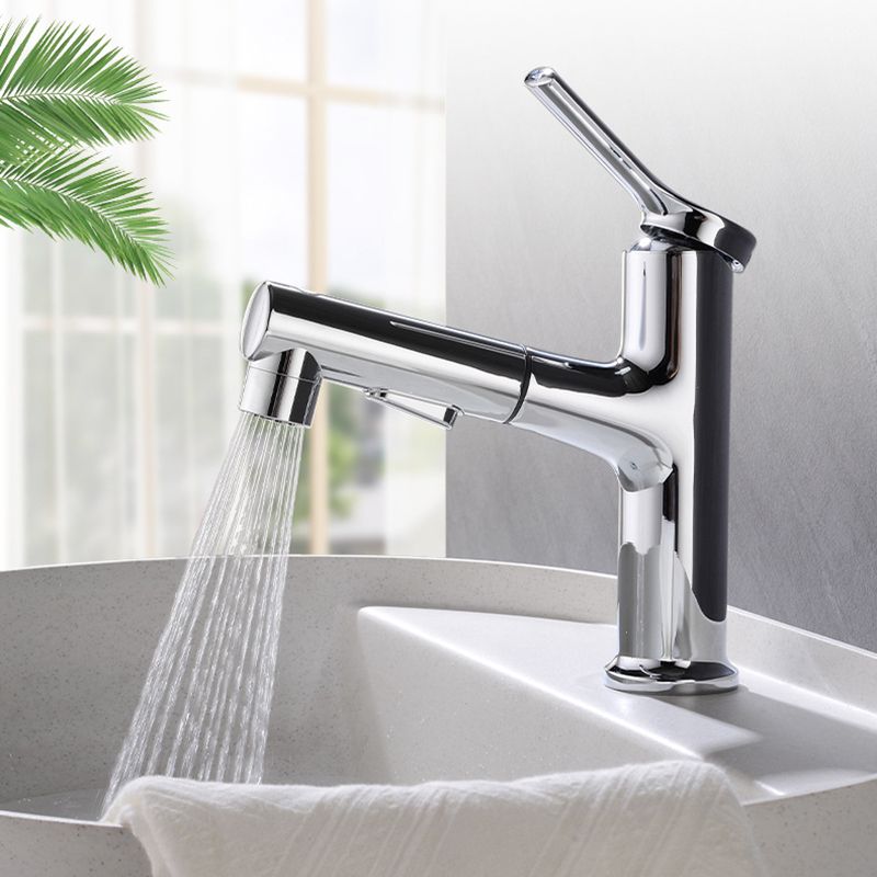 BowLift | Round contemporary bathroom faucet with lever handle and single hole installation
