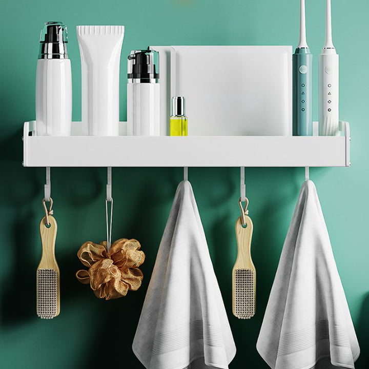 BowLift | 2-piece modern bathroom accessory set White rectangular bath shelf