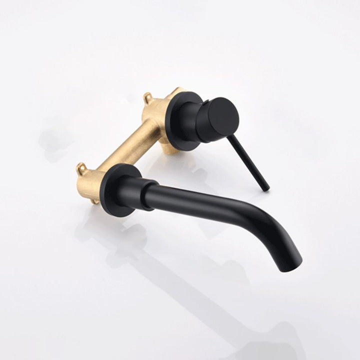 BowLift | Round Single Handle Bathroom Faucet 2-Hole Wall Mounted Bathroom Faucet with Swivel Head