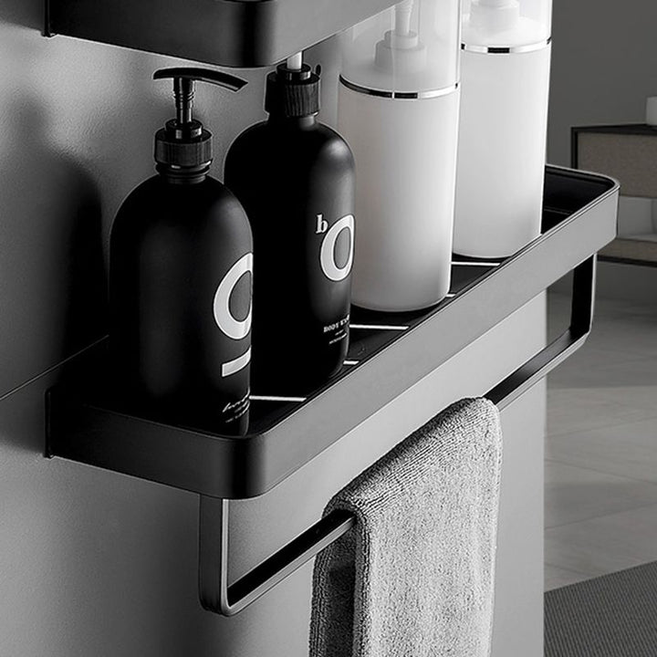 BowLift | Matt Black Bathroom Set Modern 1/2 - Piece Stainless Steel Bath Rack