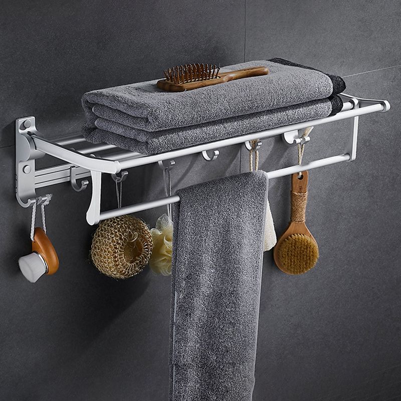 BowLift | Contemporary silver metal bathroom accessory set with towel rack