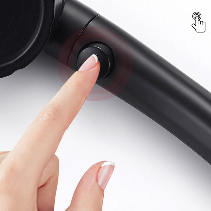 BowLift | Contemporary Shower Head Round Handheld Shower Head Combination in Black