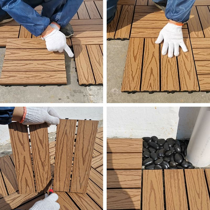 BowLift | Square PVC Deck/Patio Floor Tiles Interlocking Installation Outdoor Patio Tiles