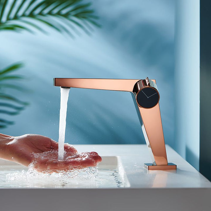 BowLift | Modern Bathroom Sink Faucet Brass Knob Handle Low Arc Basin Faucet