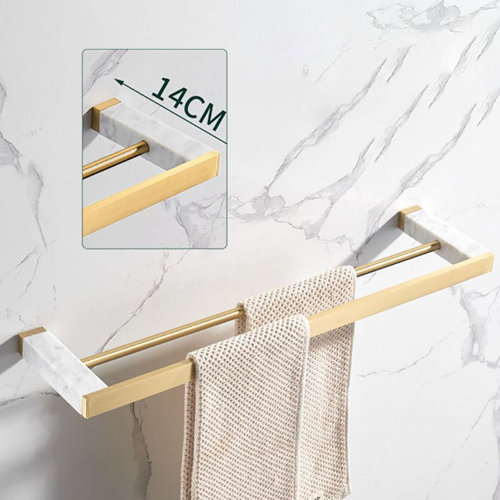 BowLift | Marble & Brass Bathroom Accessories Set Golden Bathroom Accessories Kit