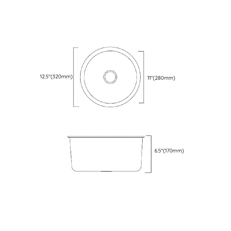 BowLift | Classic Round Wash Basin Stainless Steel Built-in Basin Non-slip Round Basin for the Kitchen