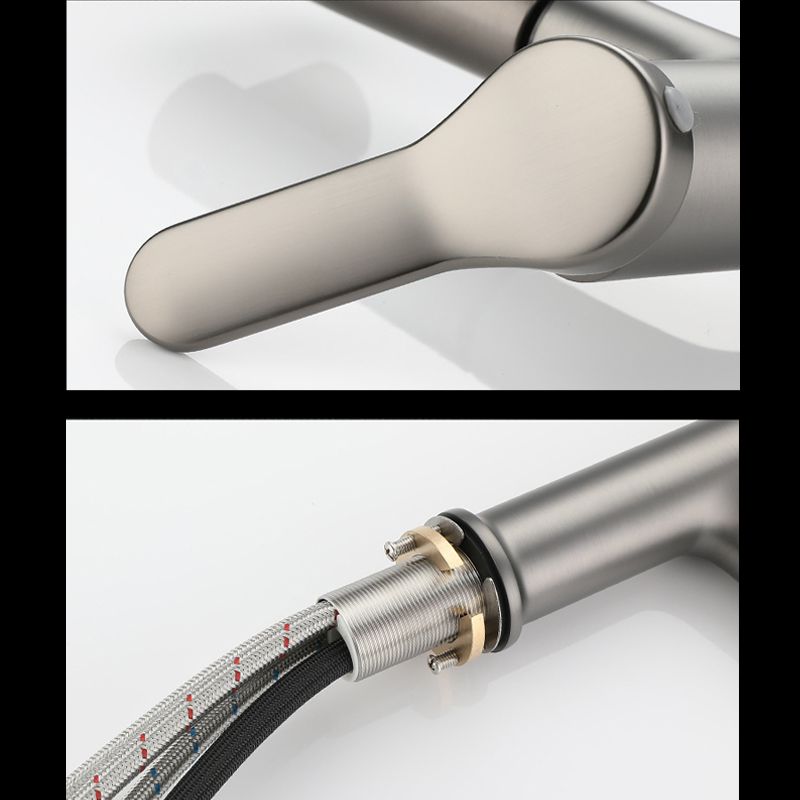 BowLift | Extendable Bathroom Faucet Brass Modern Faucet with Water Hose