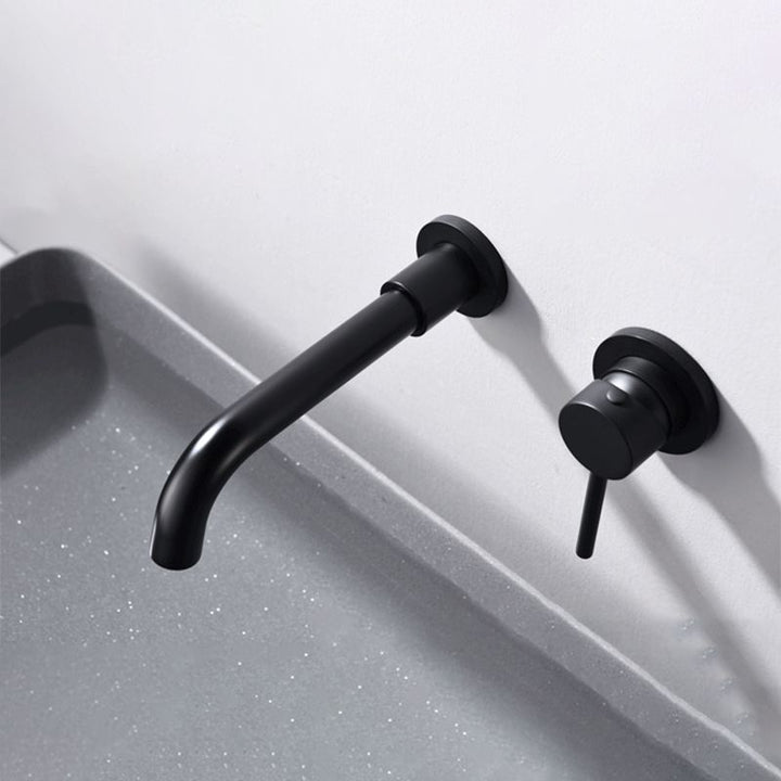 BowLift | Round Single Handle Bathroom Faucet 2-Hole Wall Mounted Bathroom Faucet with Swivel Head