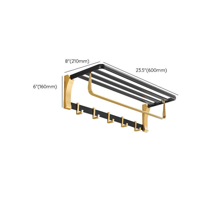 BowLift | Contemporary Bath Accessories Set Black & Golden Bath Shelf/Towel Bar