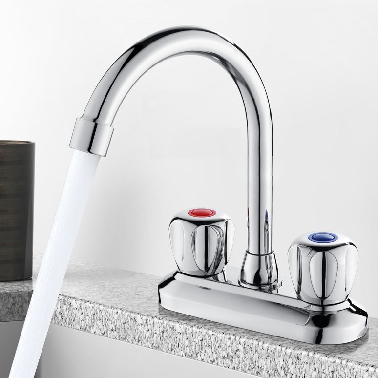 BowLift | 2-Handle Brass Bathroom Faucet Modern High Arc Center Tap