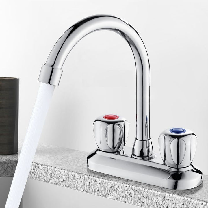 BowLift | 2-Handle Brass Bathroom Faucet Modern High Arc Center Tap