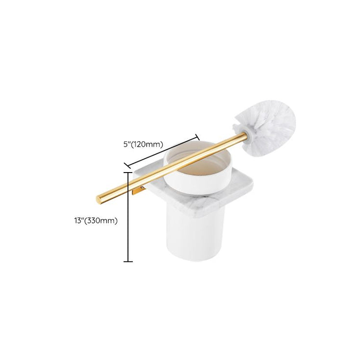 BowLift | Brushed Brass Bathroom Accessory Set Metal & Marble Bathroom Hardware Set with Bathtub Shelf