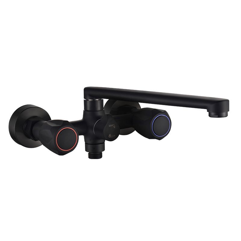 BowLift | Modern Bathtub Faucet Trim Black Wall Mounted Swivel Spout with Hand Shower